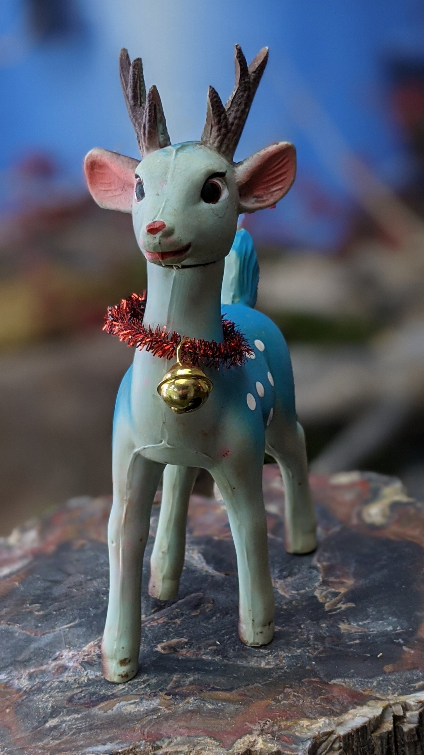 Vintage blue Christmas reindeer