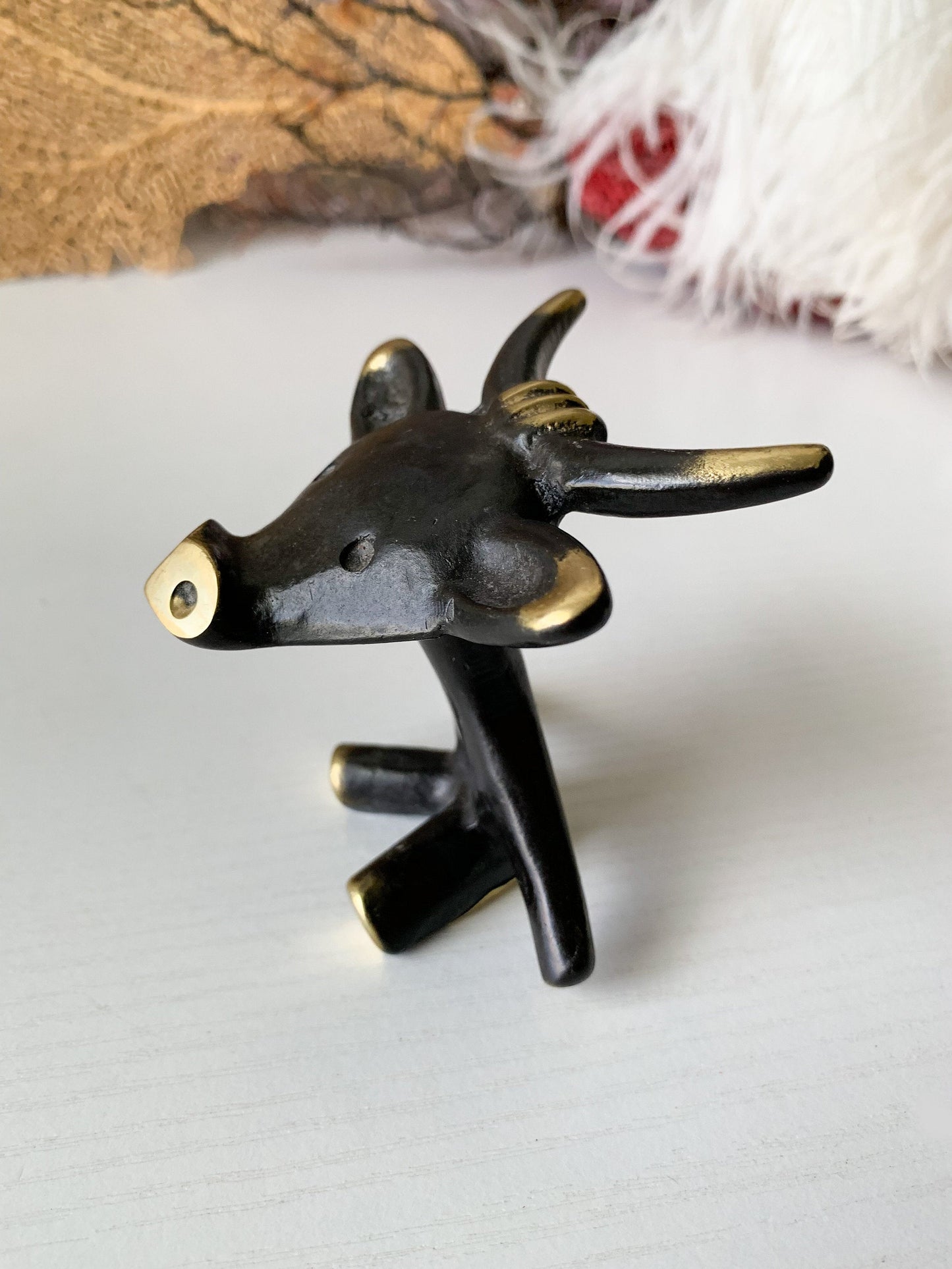 Vintage cow bull figurine Walter Bosse Austria steer corkscrew