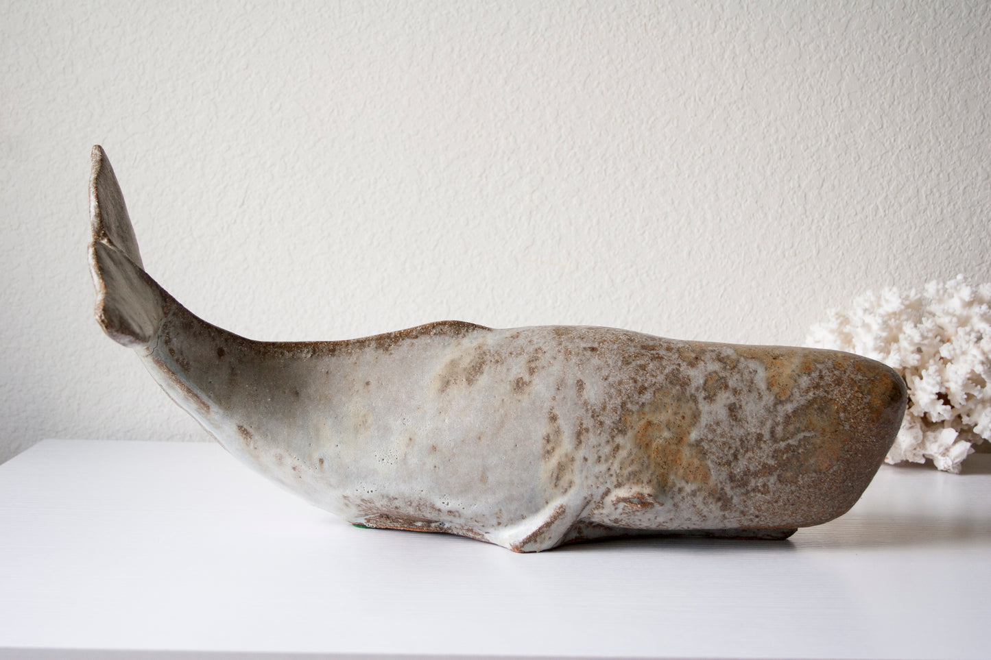 Vintage signed Loet Vanderveen pottery whale sculpture