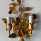 Vintage petite gold Italian toleware wall sconce light