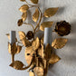 Vintage petite gold Italian toleware wall sconce light